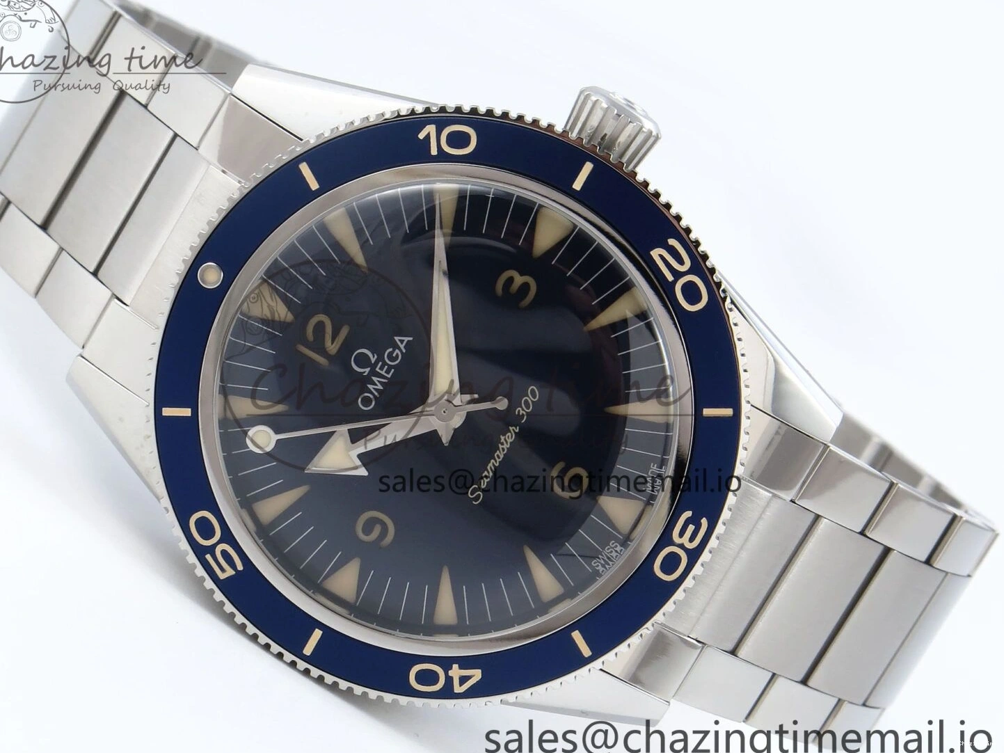 0523 Elegant Seamaster 300 Heritage SS VSF 1:1 Best Edition Blue Dial on SS Bracelet A 7701
